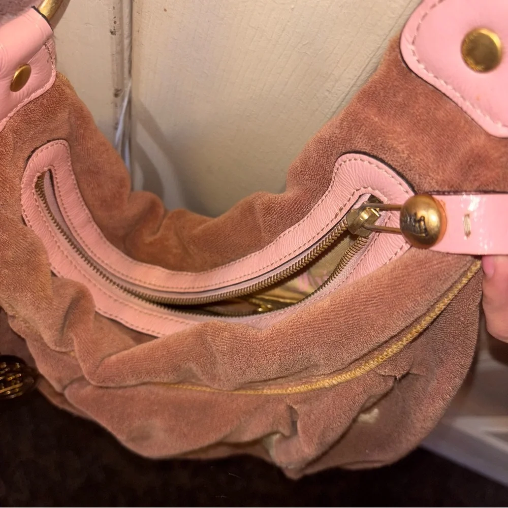 Vintage Y2K juicy couture terry cloth shoulder bag brown and pink